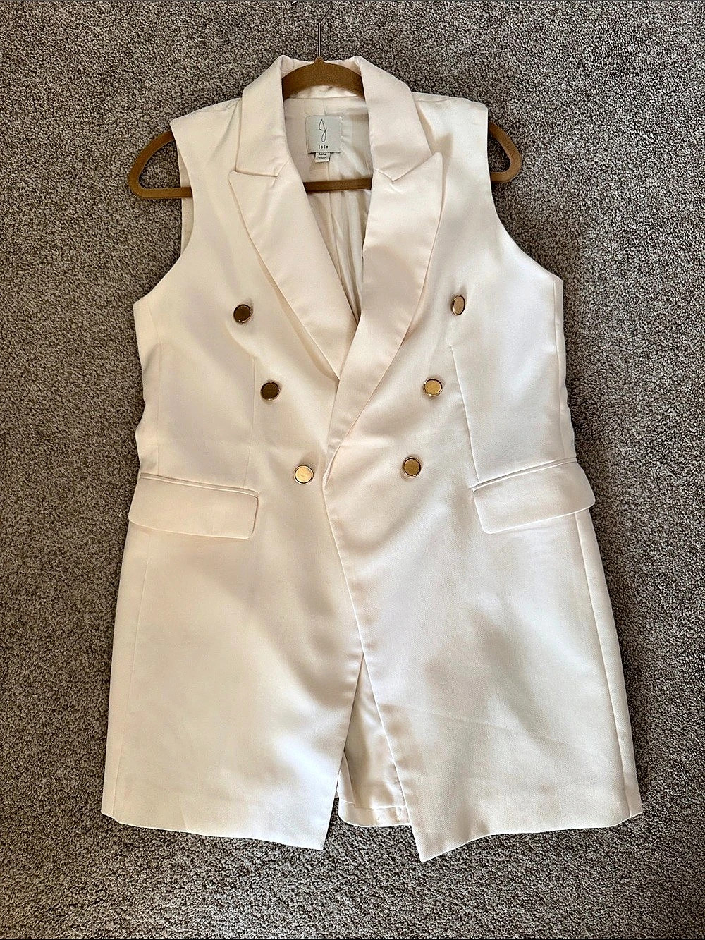 Joie Double-Breasted long Vest in Ivory Size Medium Like New